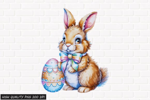 Download Cute Easter Bunny with Egg Clipart 5 PNG - Png Collection