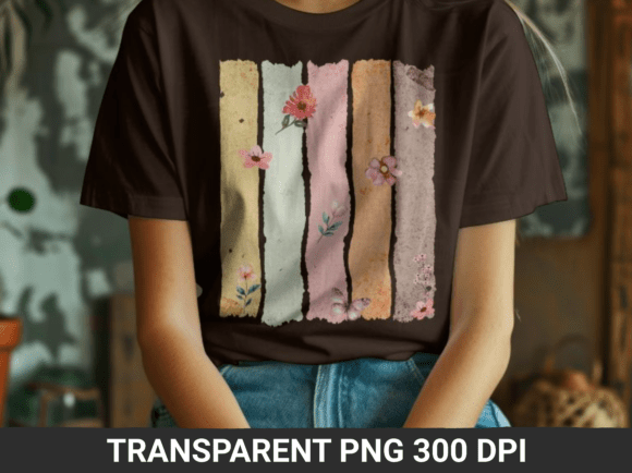 Download Retro Boho Stripes Floral Wildflower PNG - Png Collection