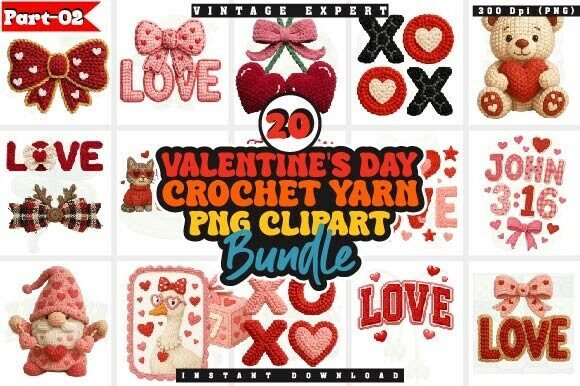 Download Valentine Faux Crochet Yarn PNG Bundle - Png Collection