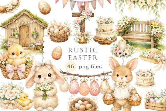 Download Watercolor Rustic Easter Clipart PNG - Png Collection