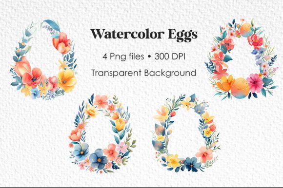 Download Easter Watercolor Eggs Wreathes PNG - Png Collection