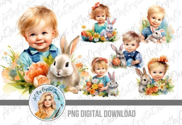 Download Baby and Easter Bunny Design PNG - Png Collection