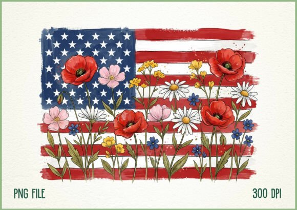 Download Floral American Flag Wildflower PNG - Png Collection