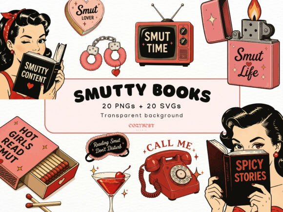 Download Smutty Books Cliparts, Retro Bookish PNG - Png Collection