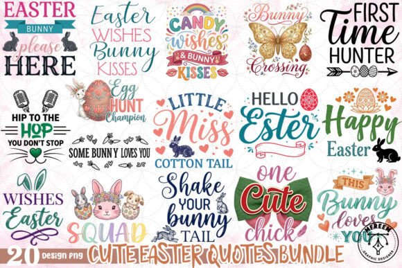 Download Cute Easter Quotes Bundle PNG - Png Collection