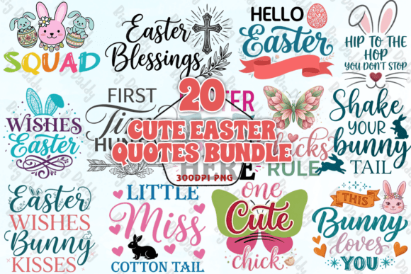 Download Cute Easter Quotes Bundle PNG - Png Collection