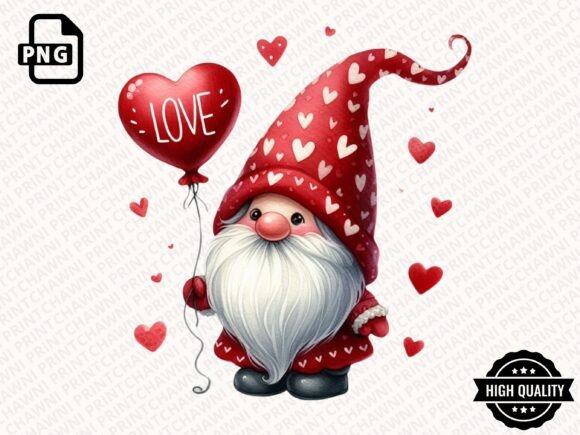 Download Watercolor Valentines Gnome Clipart PNG - Png Collection