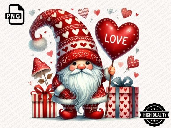 Download Watercolor Valentines Gnome Clipart PNG - Png Collection