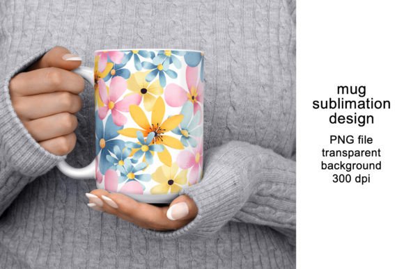 Download Mug Design, Wrap with Flowers, PNG. - Png Collection