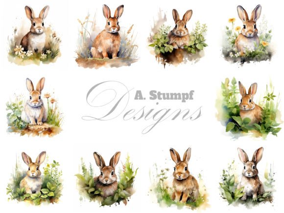 Download Rabbit Watercolor Illustration Set - Rabbit Collection