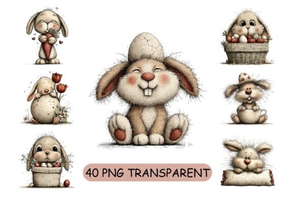 Download 40 Whimsical Easter Bunny PNG Bundle - Png Collection