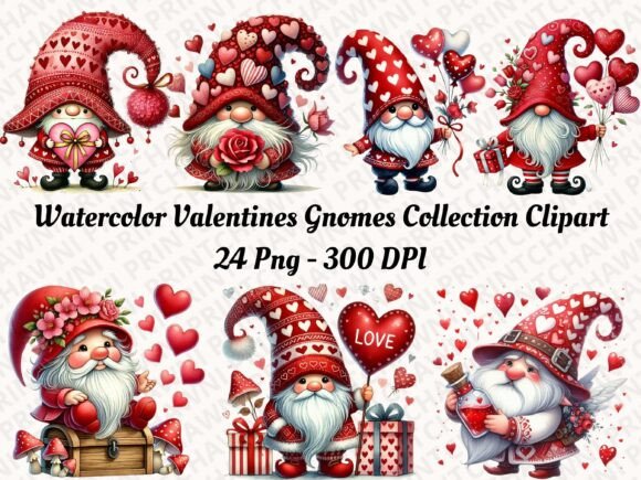 Download Watercolor Valentines Gnomes Clipart PNG - Png Collection
