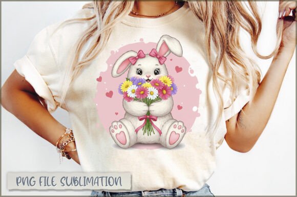 Download Funny Bunny with Flowers PNG - Png Collection