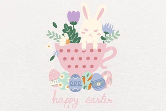 Download Easter Bunny Rabbit in a Mug &amp; Flowers - Rabbit Collection