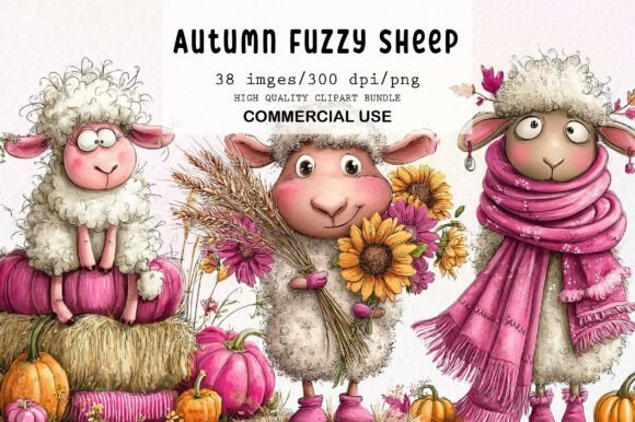 Download Cute Autumn Fuzzy Sheep PNG Clipart - Png Collection