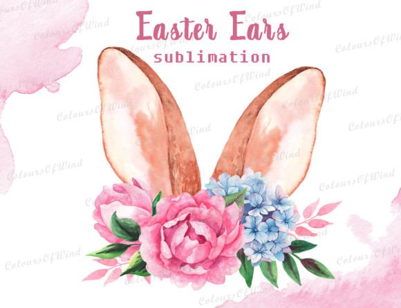 Download Easter Ears Sublimation PNG, Pink Floral - Png Collection