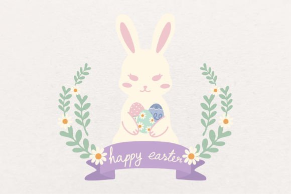 Download Easter Bunny Rabbit with Eggs Wreath - Rabbit Collection