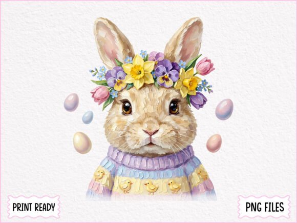 Download Hand Painted Easter Bunny Floral PNG - Png Collection