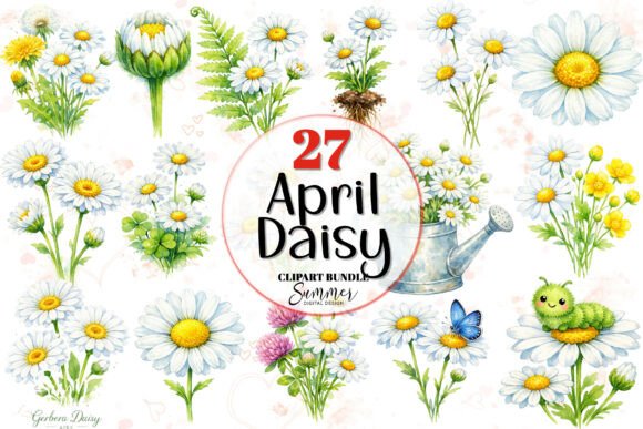 Download April Daisy Spring Clipart Bundle PNG - Png Collection