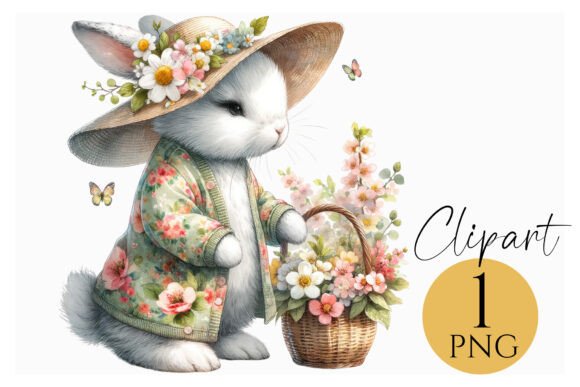 Download Spring Bunny with Flowers PNG - Png Collection
