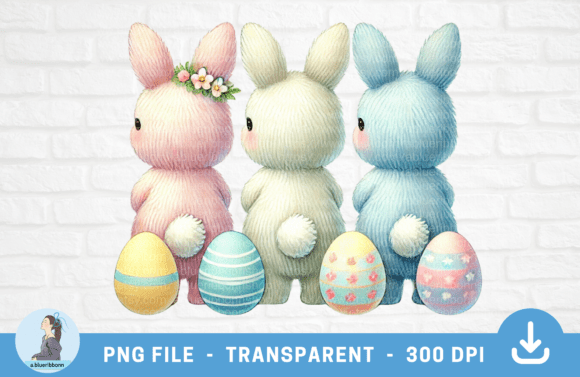 Download Pastel Easter Bunny with Flowers PNG - Png Collection