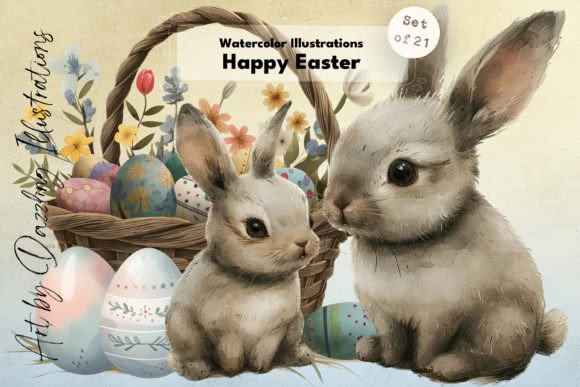 Download Happy Easter | Watercolor Rabbit Whimsy - Rabbit Collection