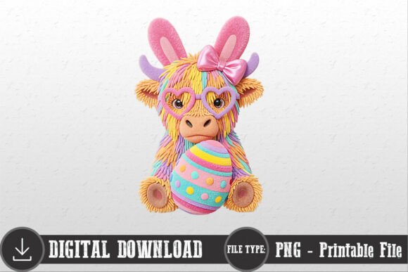Download Faux Latch Hook Easter Highland Cow PNG - Png Collection