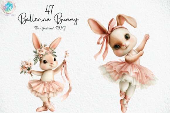 Download Watercolor Ballerina Bunny Clipart PNG - Png Collection