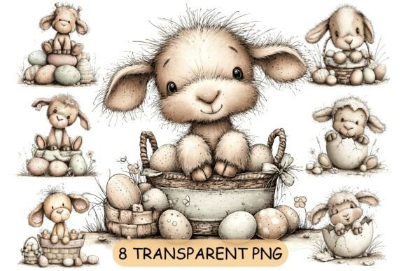 Download Whimsical Easter Lamb PNG Clipart Bundle - Png Collection