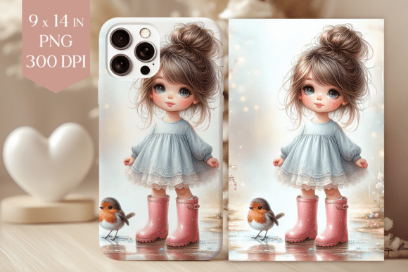 Download Spring Girl &amp; Robin Phone Case PNG - Png Collection