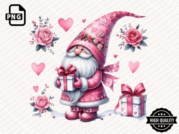 Download Watercolor Valentines Gnome Clipart PNG - Png Collection