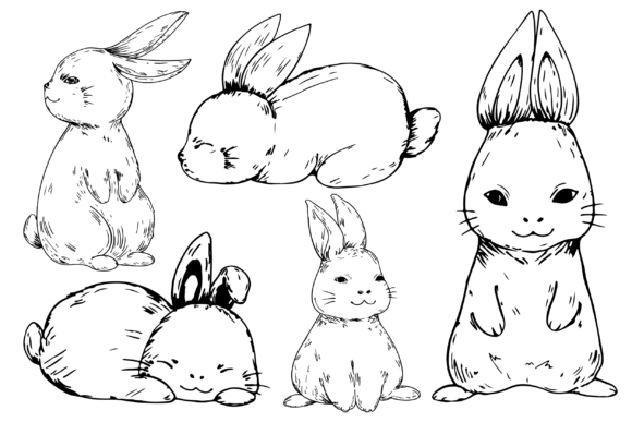 Download Hand Drawn Easter Rabbit Set - Rabbit Collection