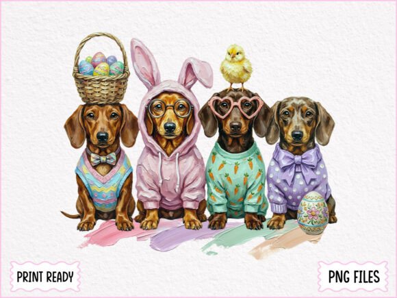 Download Hand Painted Easter Dachshund PNG - Png Collection