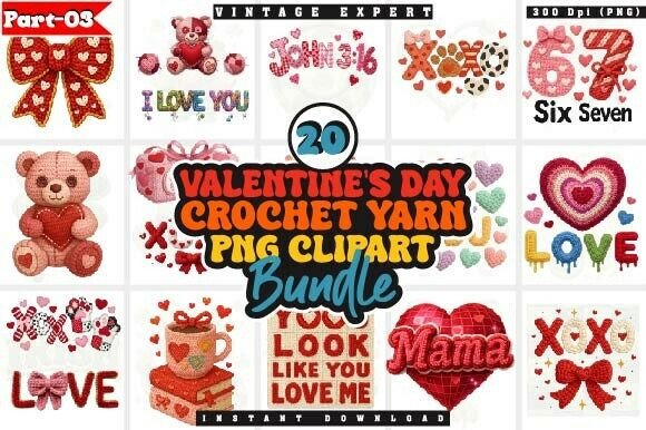 Download Valentine Faux Crochet Yarn PNG Bundle - Png Collection