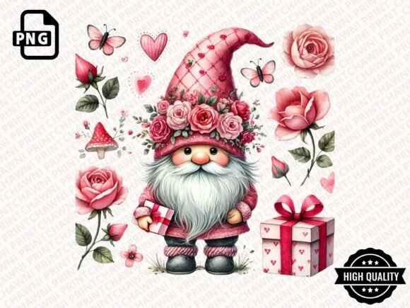 Download Watercolor Valentines Gnome Clipart PNG - Png Collection